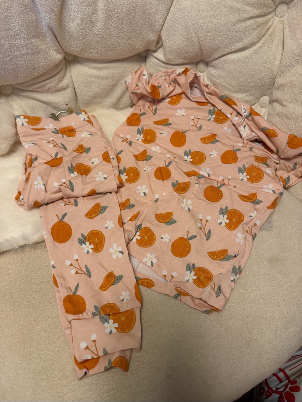Kids Peach Orange Print Pajama Set